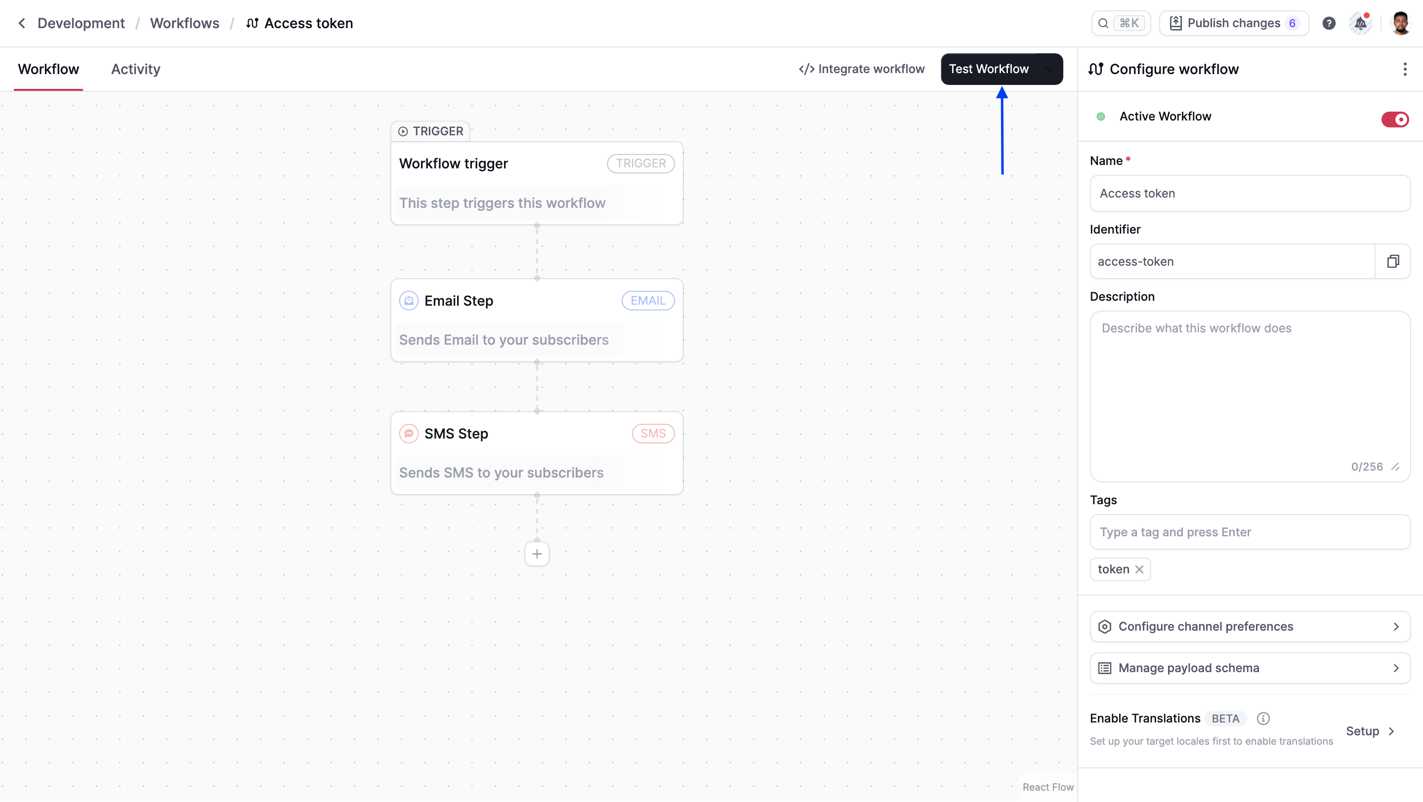 Test workflow
